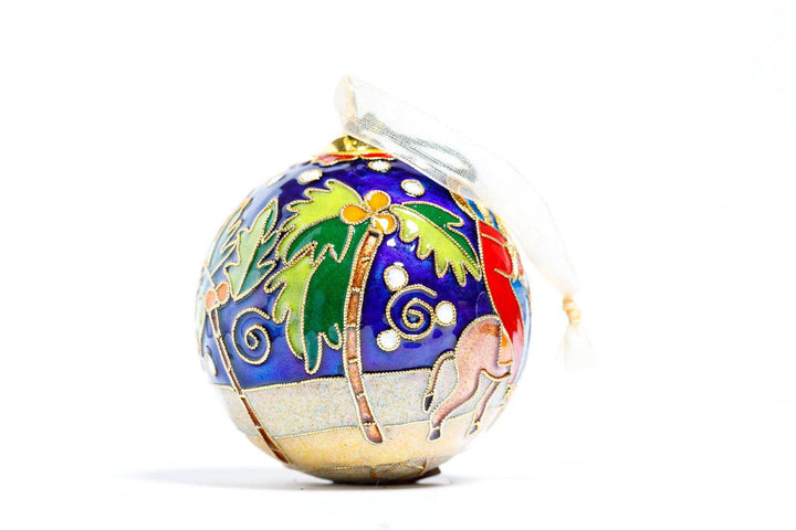 Holy Family Traveling to Bethlehem Round Cloisonné Christmas Ornament