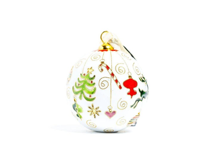 Our First Christmas Together with Christmas Ornaments Round Cloisonné Christmas Ornament