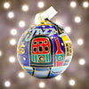 NOLA Ornament - Blue Background - Streetcar, Cathedral and House