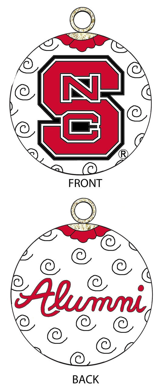 NC State Wolfpack Alumni White Background Round Cloisonné Christmas Ornament