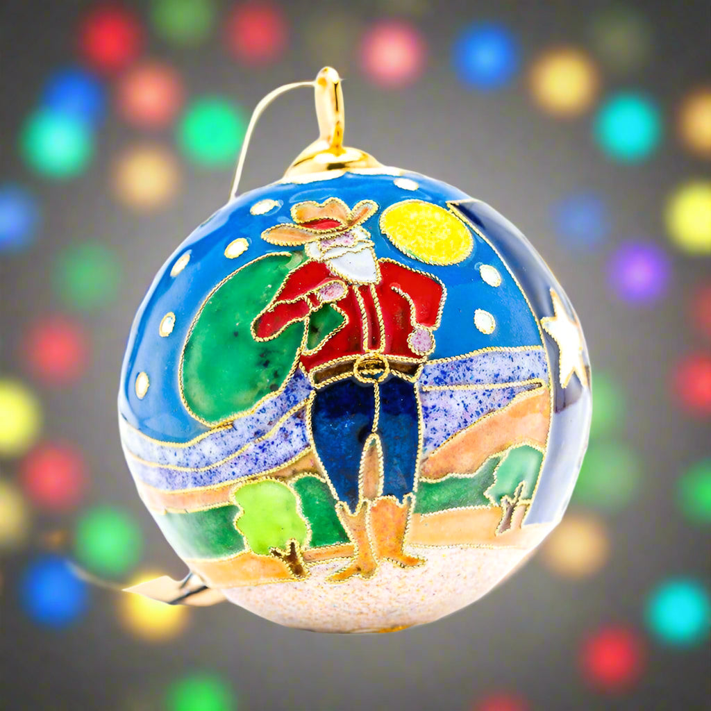 Texas Christmas with Santa & pack/State Flag & Steer/Cactus with Lights