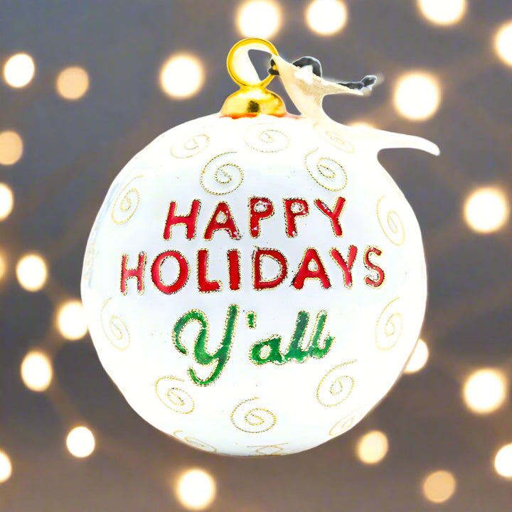 Happy Holidays Y'all/Texas/White BG