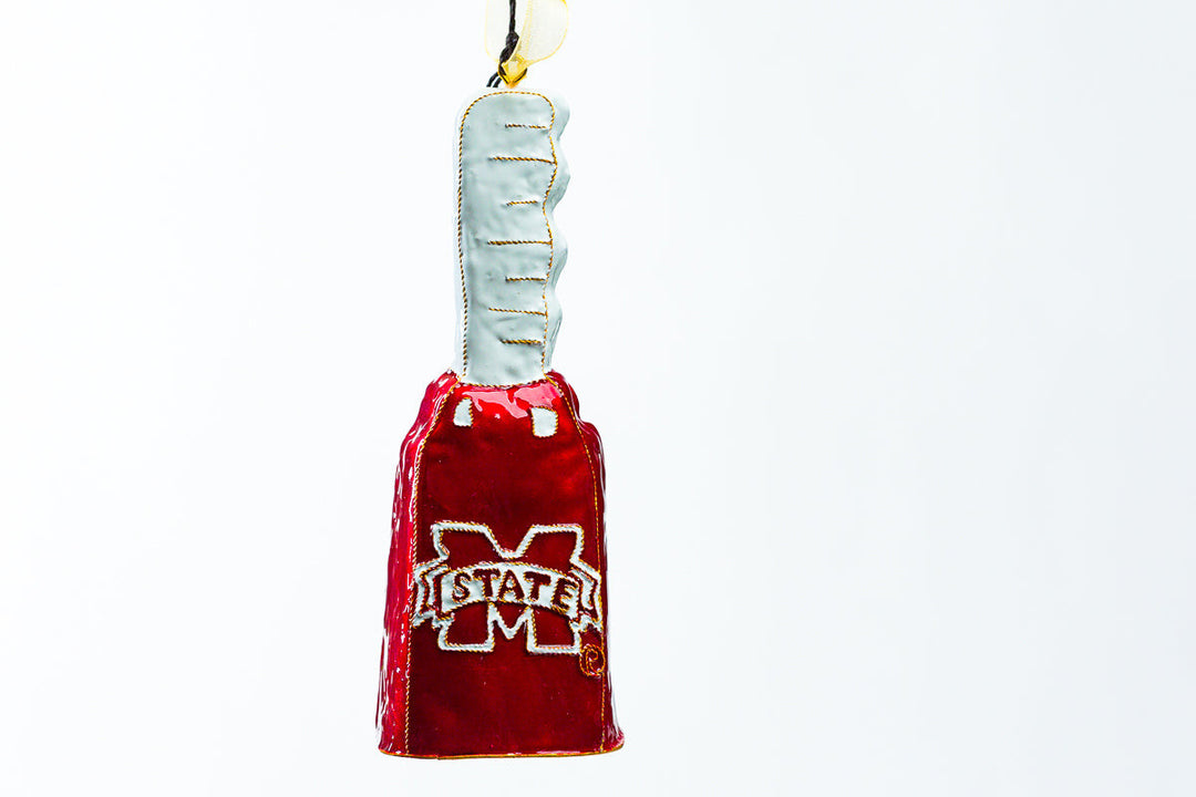 Mississippi State Bulldogs Cowbell Shape M-State Logo Cloisonné  Christmas Ornament