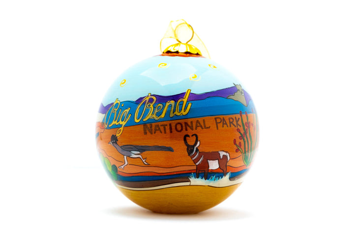 Big Bend National Park Round Hand-Painted Glass Christmas Ornament