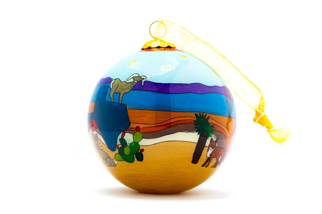 Big Bend National Park Round Hand-Painted Glass Christmas Ornament