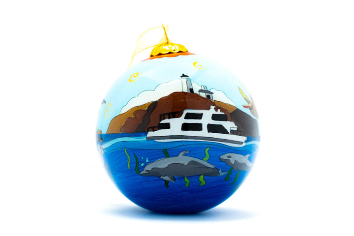 Channel Islands National Park Round Hand-Painted Glass Christmas Ornament