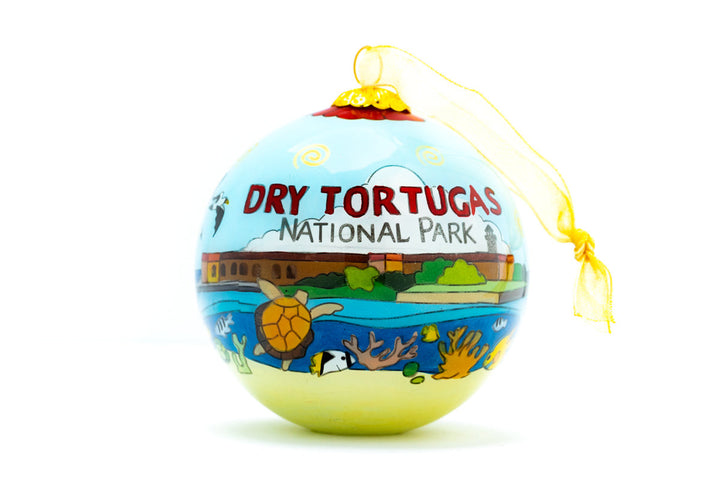Dry Tortugas National Park Round Hand-Painted Glass Christmas Ornament