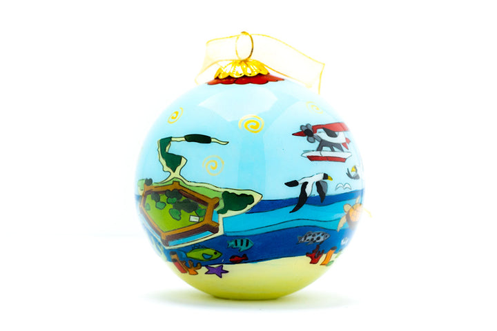 Dry Tortugas National Park Round Hand-Painted Glass Christmas Ornament