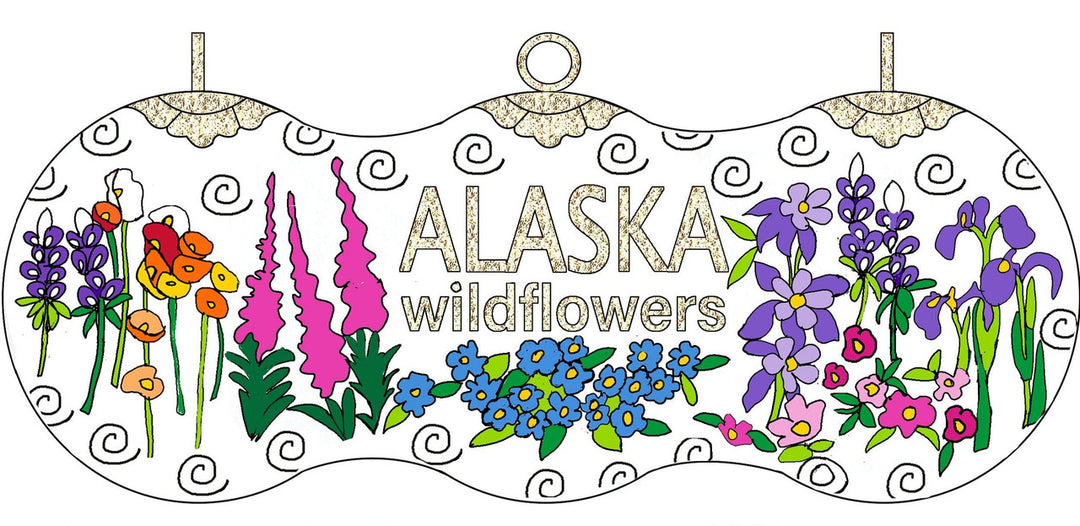 Alaska Wildflowers White Cloisonné Christmas Ornament