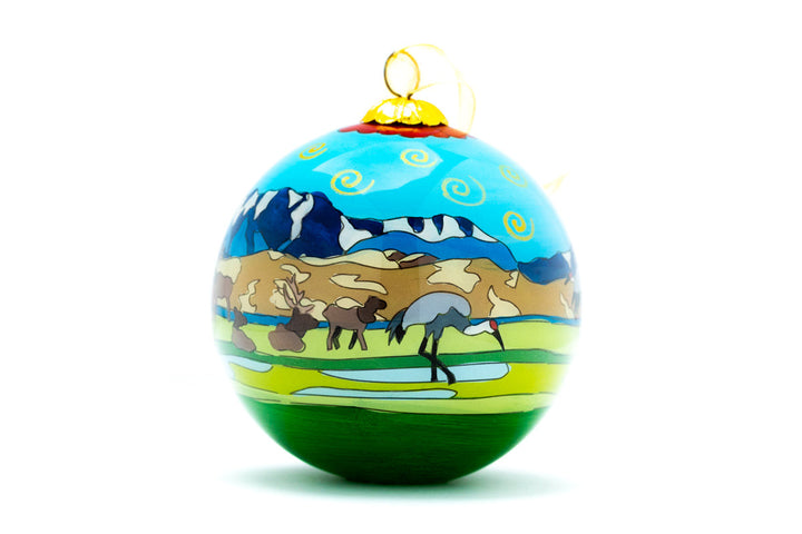 Great Sand Dunes National Park Round Hand-Painted Glass Christmas Ornament