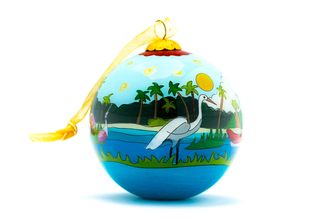 Everglades National Park Round Hand-Painted Glass Christmas Ornament