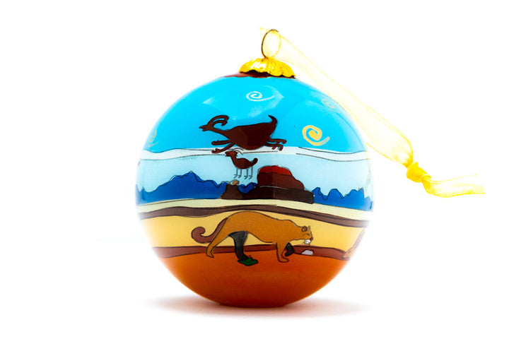 Monument Valley National Park Round Hand-Painted Glass Christmas Ornament