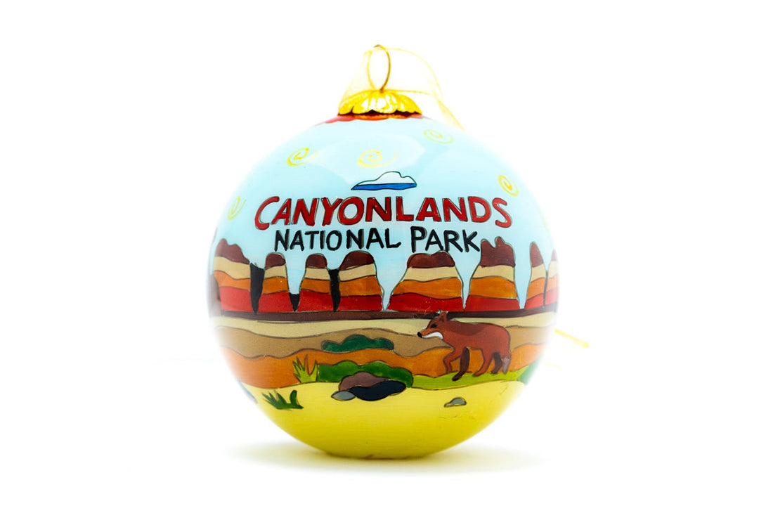 Canyonlands National Park Round Hand-Painted Glass Christmas Ornament