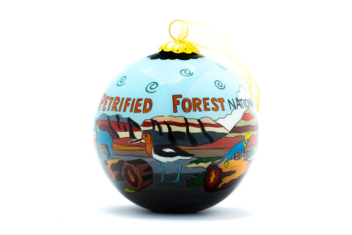 Petrified Forest National Park Round Round Hand-Painted Glass Christmas Ornament