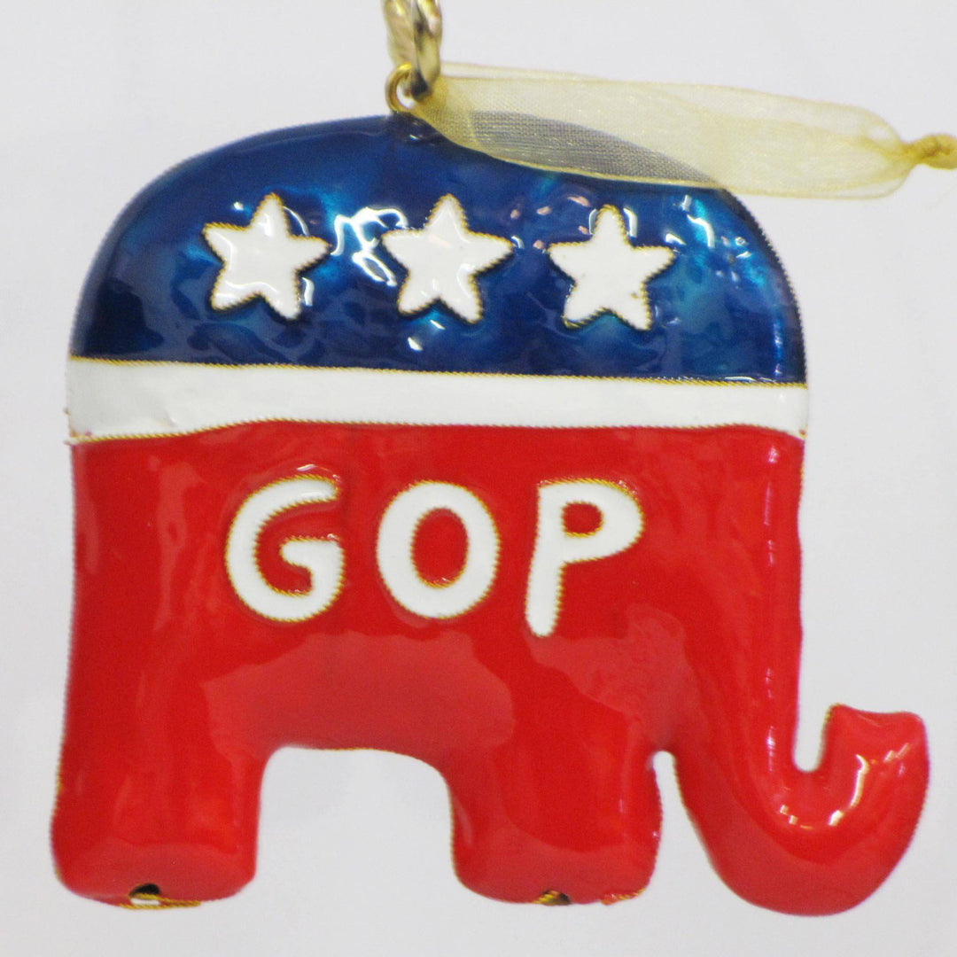 GOP Republican Party Elephant Shape Red White & Blue  Cloisonné Christmas Ornament