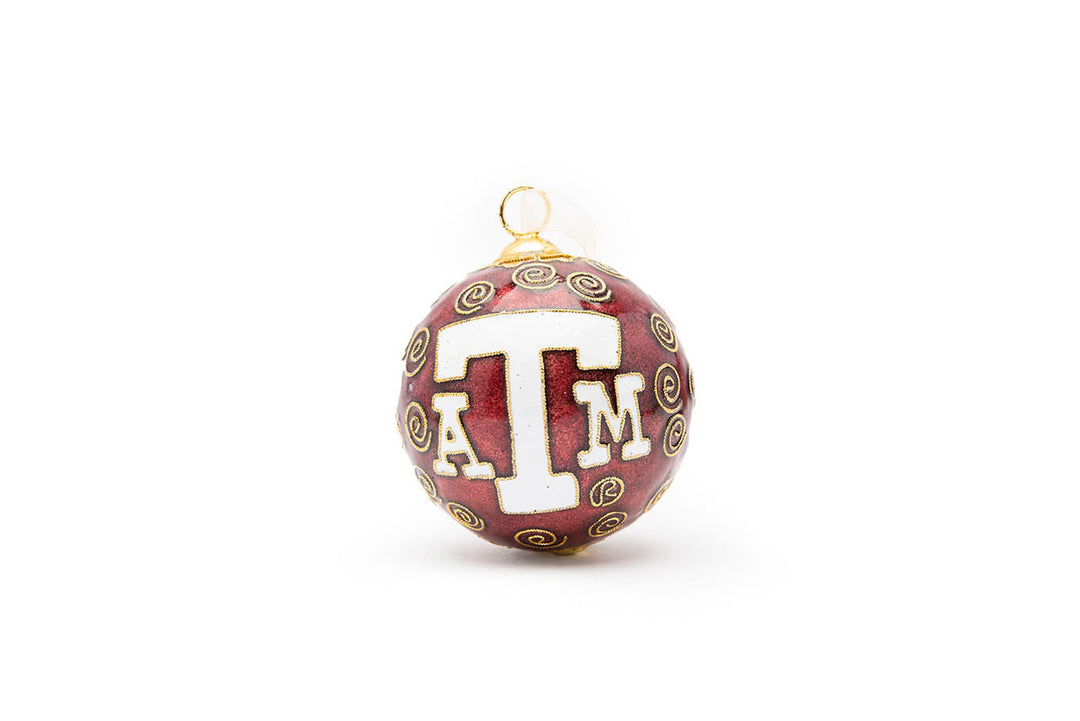 Texas A&M University Aggies Keep Calm and Gig'Em Round Cloisonné Christmas Ornament - Maroon