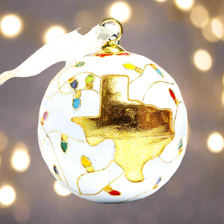 Texas with Colorful Lights All Over and White BG
