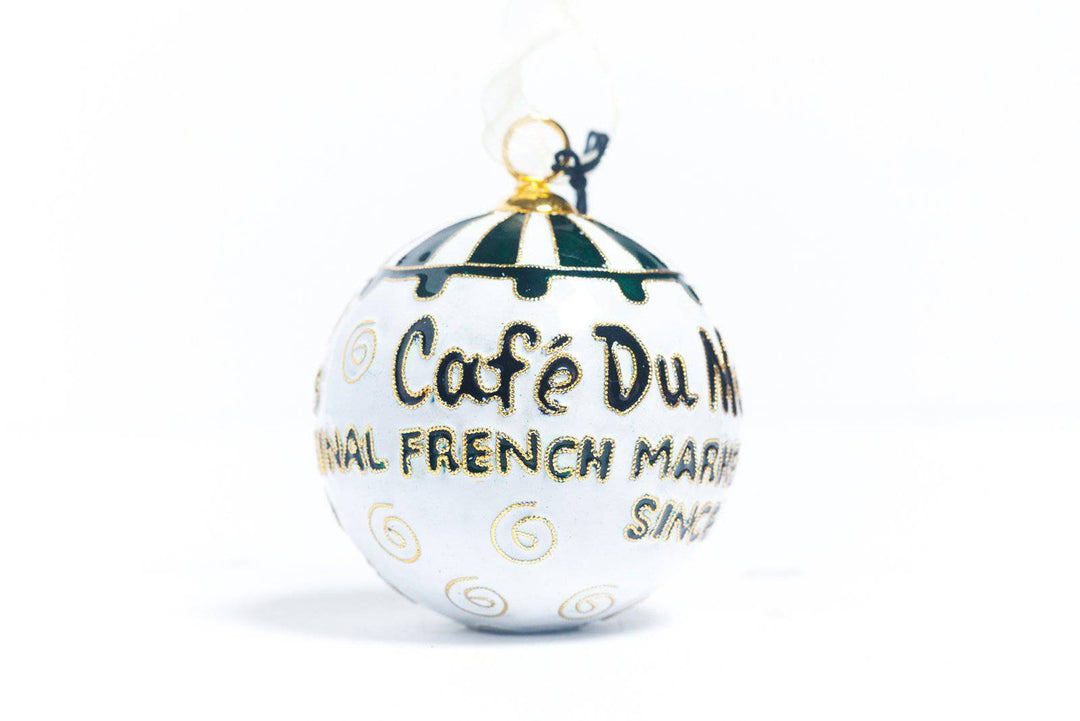 Cafe Du Monde Round cloisonne ornament with awning