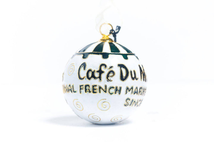 Cafe Du Monde Round cloisonne ornament with awning