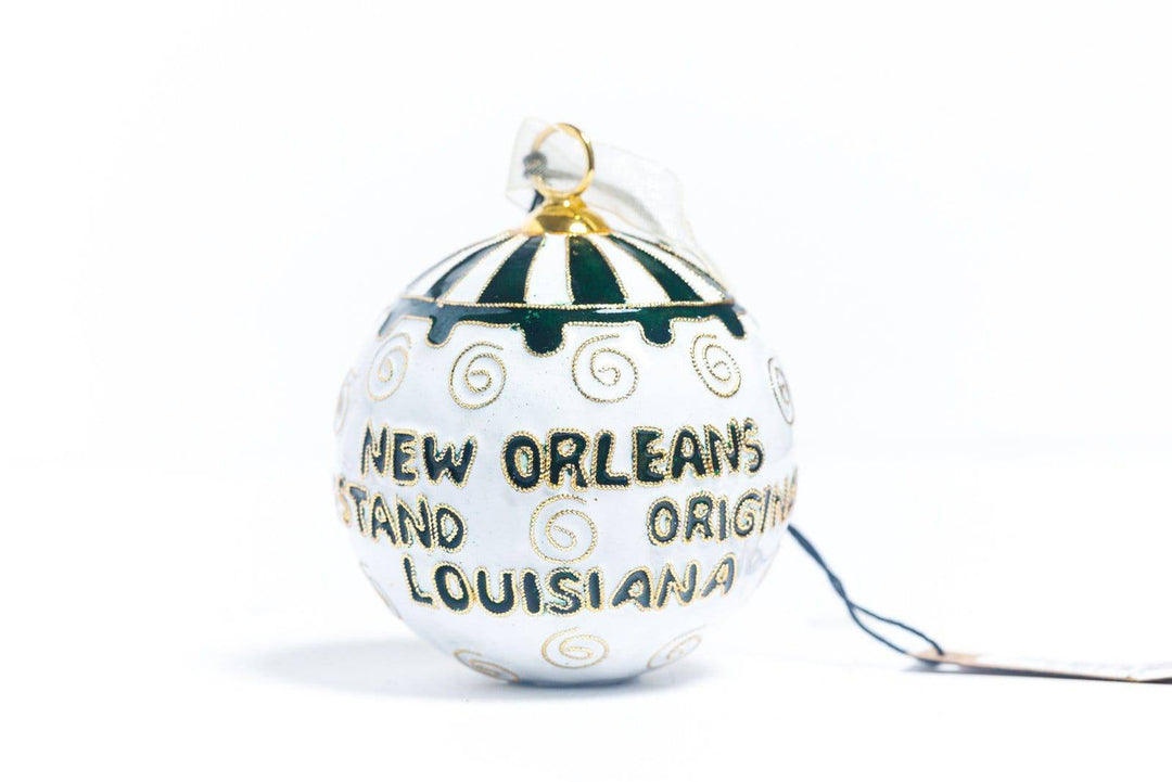Cafe Du Monde Round cloisonne ornament with awning