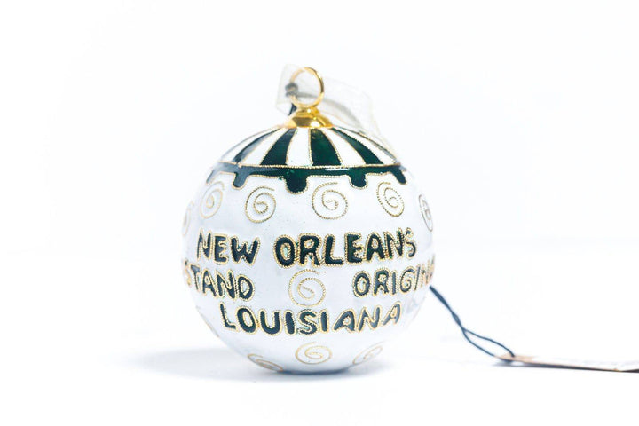Cafe Du Monde Round cloisonne ornament with awning
