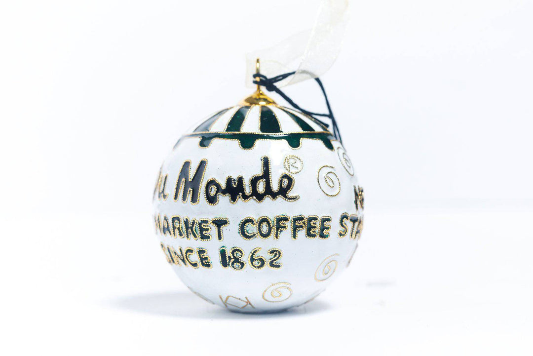 Cafe Du Monde Round cloisonne ornament with awning