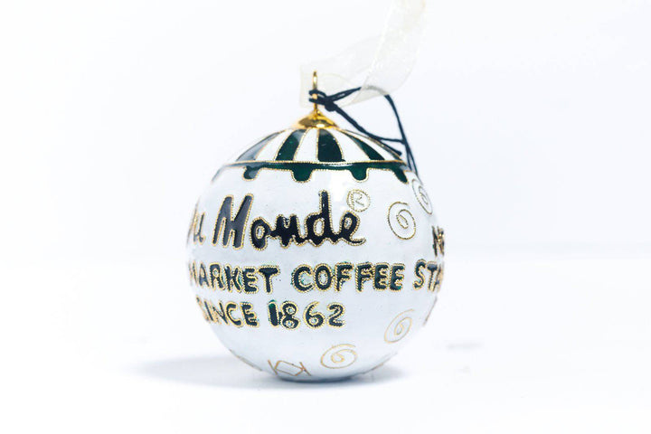 Cafe Du Monde Round cloisonne ornament with awning