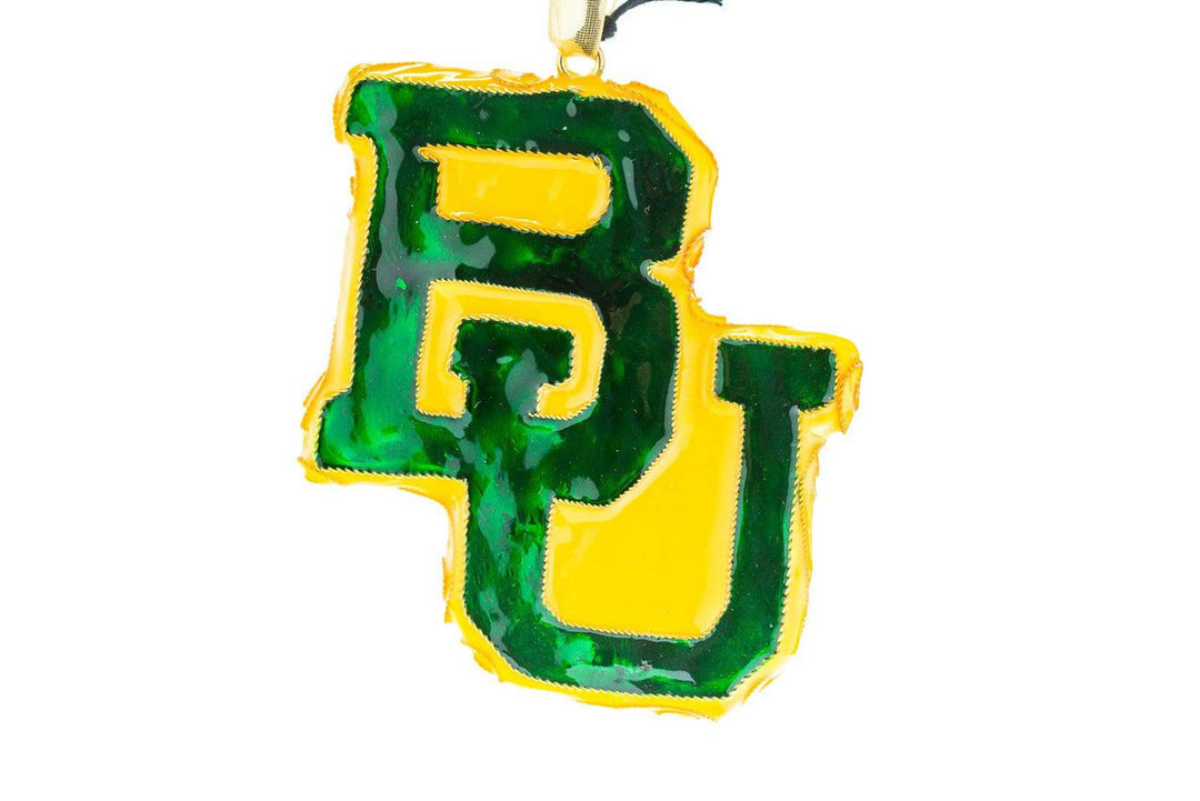 Baylor University Bears Interlocking BU Logo Shape Cloisonné Christmas Ornament