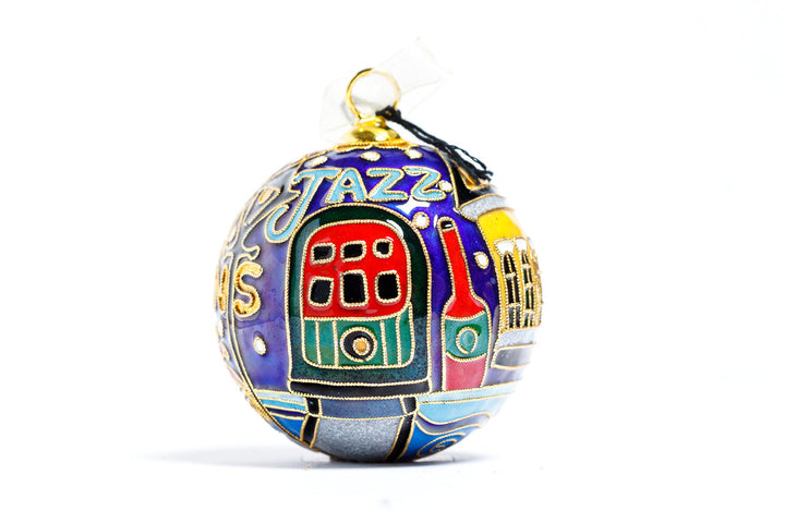 New Orleans, Louisiana St. Louis Cathedral, Historic Homes, Streetcar Cloisonné Christmas Ornament