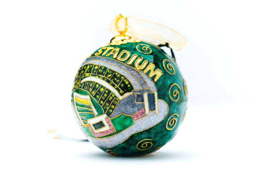 Baylor University Bears McLane Stadium on Round Cloisonné Christmas Ornament - Green