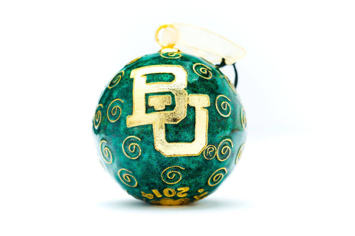 Baylor University Bears McLane Stadium on Round Cloisonné Christmas Ornament - Green