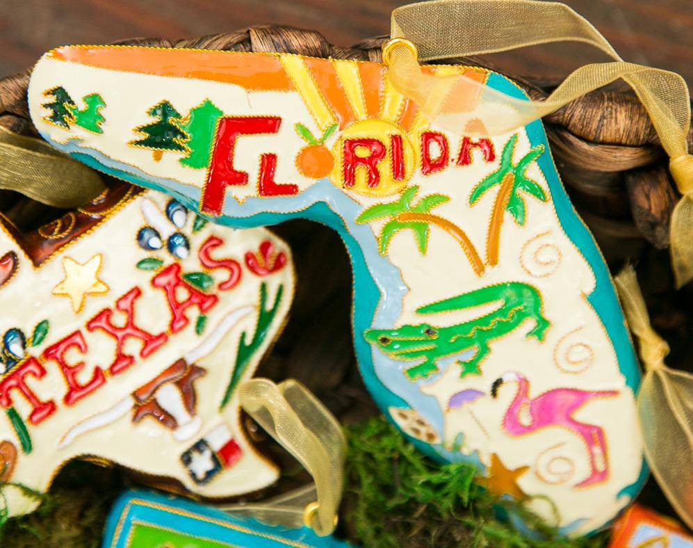 State of Florida State Shape Cloisonné Christmas Ornament