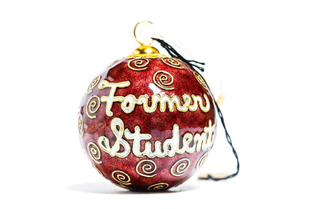 Texas A&M Aggie Former Student Maroon Background Round Cloisonné Christmas Ornament