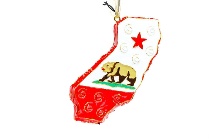 State of California State Shape Cloisonné Christmas Ornament