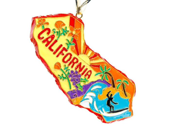 State of California State Shape Cloisonné Christmas Ornament