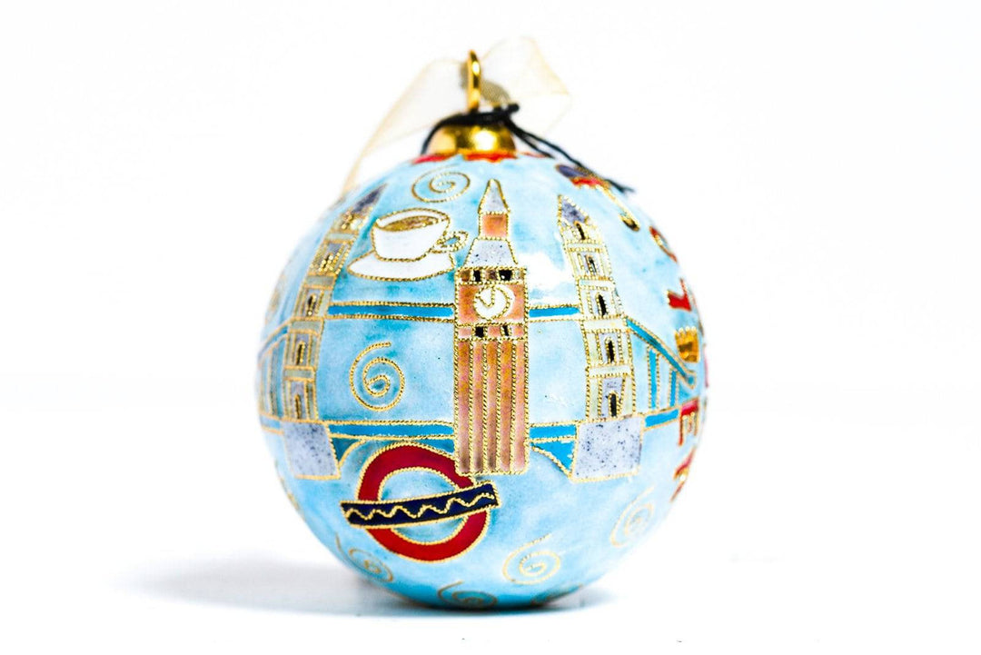 London England Round Cloisonné Christmas Ornament