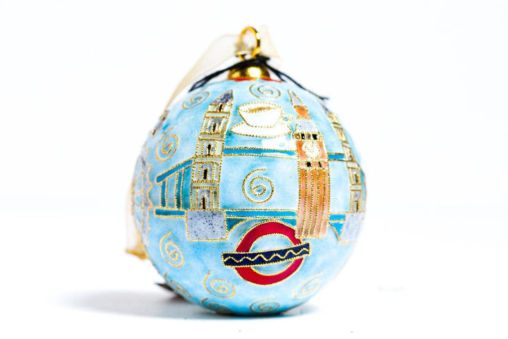 London England Round Cloisonné Christmas Ornament