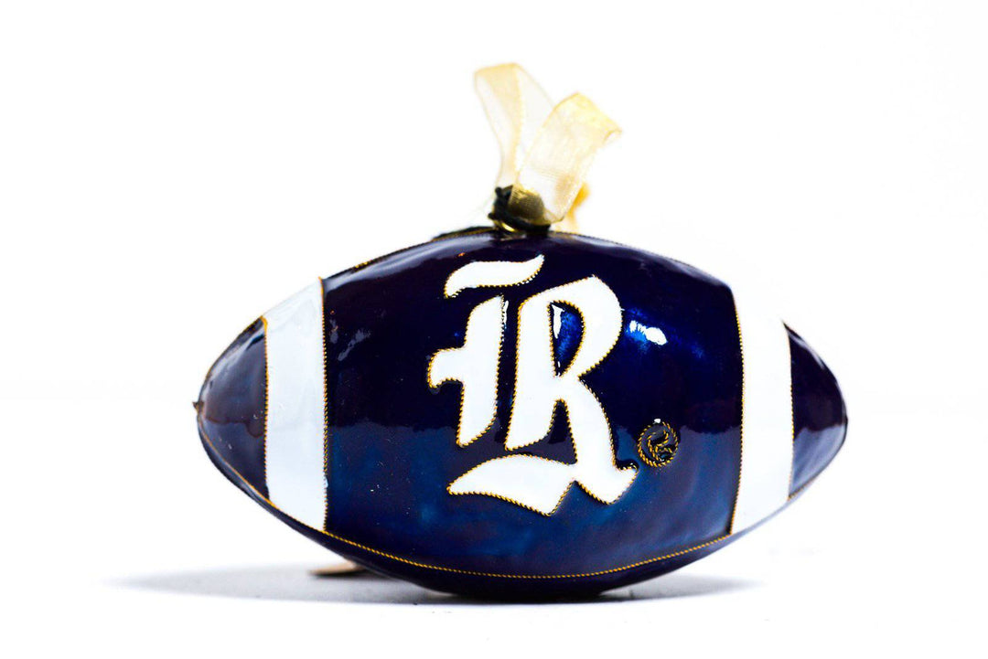 Rice University Owls Football Shape Blue Cloisonné Christmas Ornament