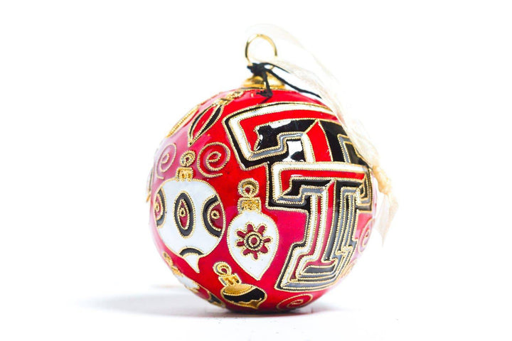 Texas Tech Red Raiders Vintage Hanging Ornaments Red Background Round Cloisonné Christmas Ornament