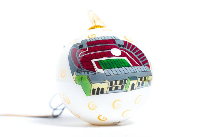 Texas A&M Aggie Kyle Field White Background Round Hand-Painted Glass Ornament