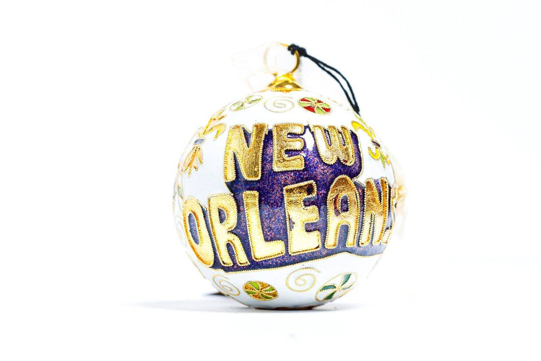New Orleans, Louisiana Colorful Candy Canes Cloisonné Christmas Ornament