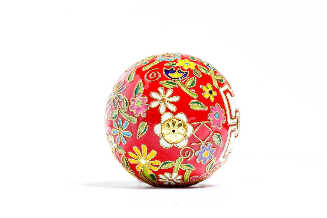 University of Houston Cougars Flower Power Round Cloisonné Christmas Ornament - Red