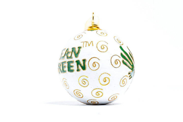 University of North Texas UNT Mean Green Round White Background Cloisonné Christmas Ornament