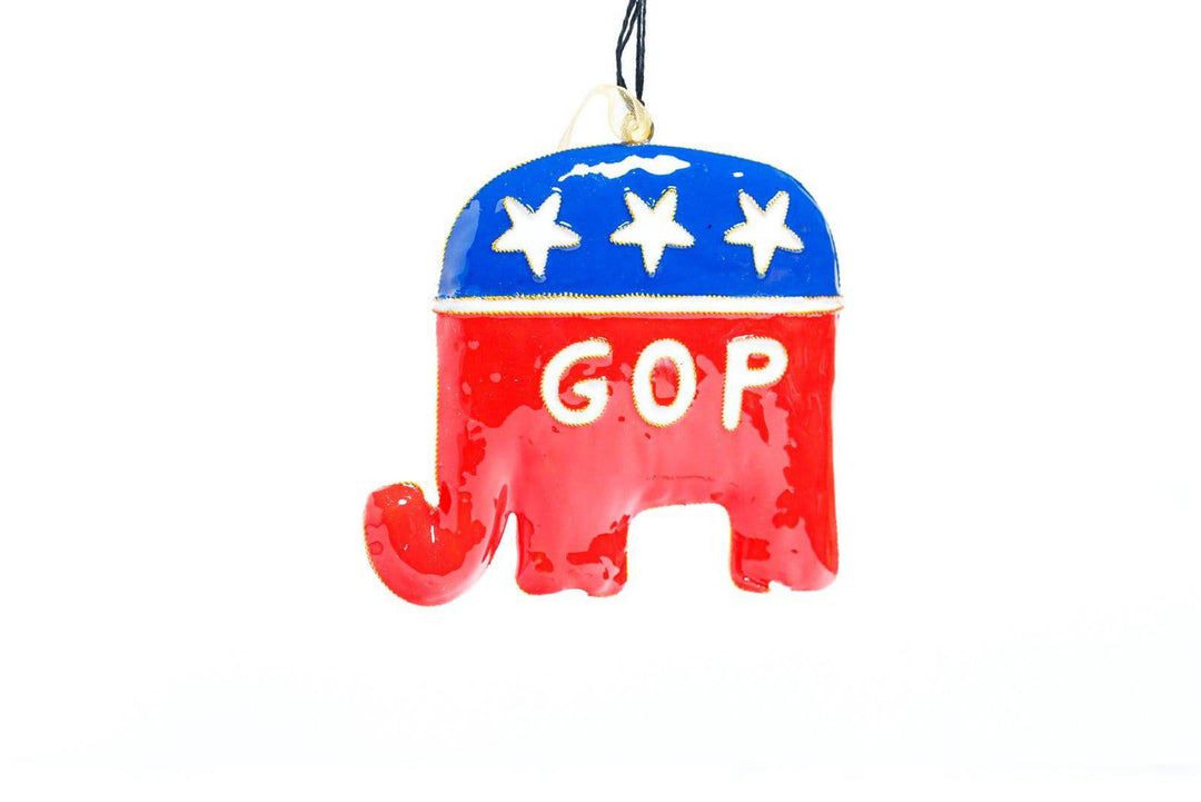 GOP Republican Party Elephant Shape Red White & Blue  Cloisonné Christmas Ornament