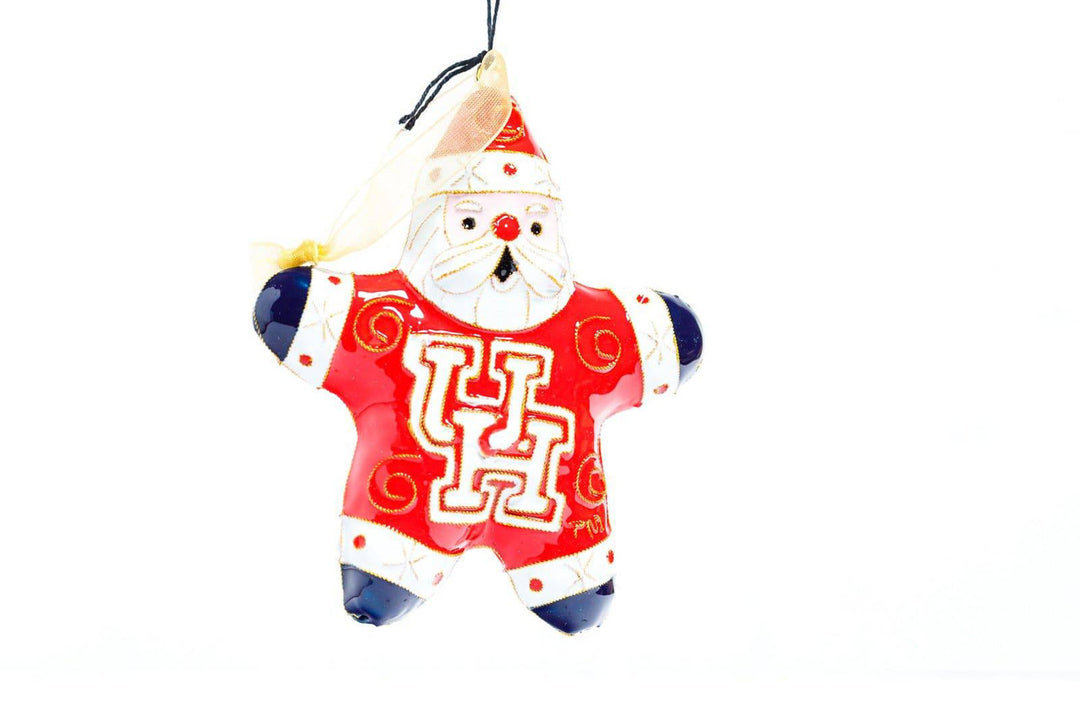 University of Houston Cougars Jolly Santa Shape Cloisonné Christmas Ornament