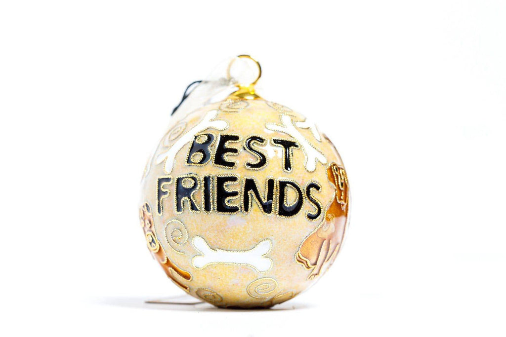 Best Friends Dog Themed Round Cloisonné Christmas Ornament