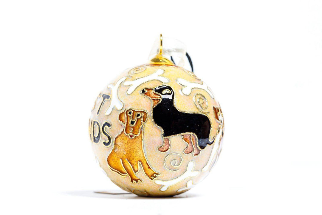 Best Friends Dog Themed Round Cloisonné Christmas Ornament