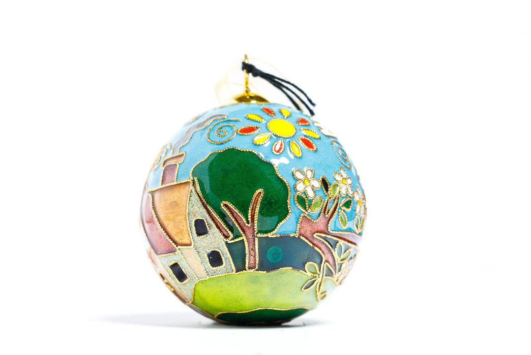 Home Sweet Home Round Cloisonné Christmas Ornament