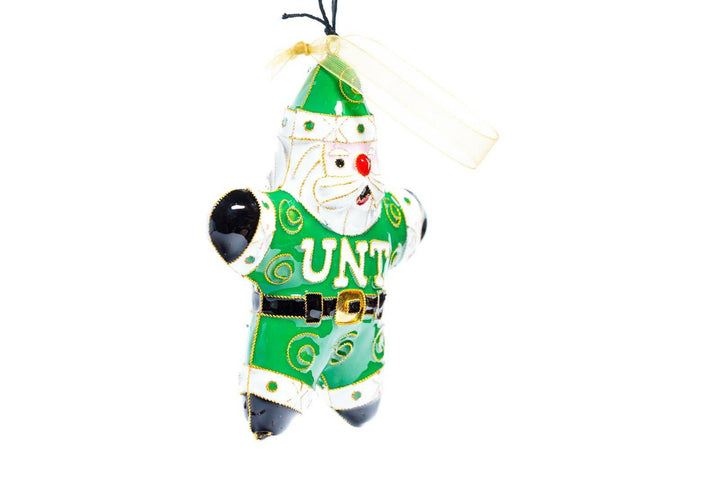 University of North Texas UNT Jolly Santa Shape Cloisonné Christmas Ornament