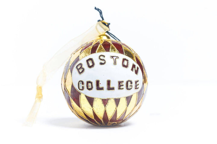 Boston College Eagles Maroon & Gold Harlequin Round Cloisonné Christmas Ornament